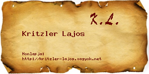 Kritzler Lajos névjegykártya